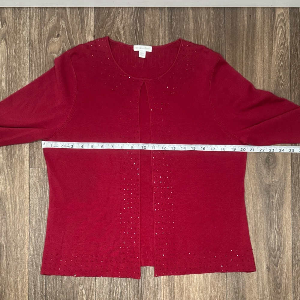 Charter Club Red Cardigan Sweater Women’s Size Large - Picture 7 of 13